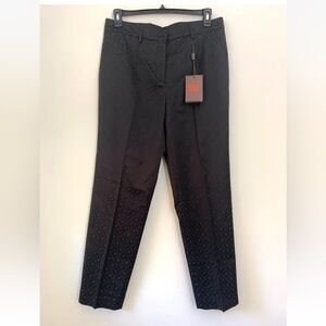 ETRO Black Straight Dress Pants Textured Damask Floral Size 48 NWT